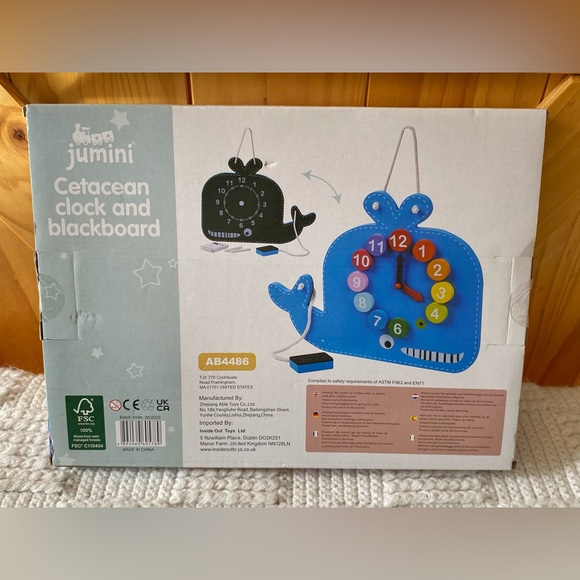 Jumini Wooden Whale Clock and Chalkboard - Picture 7 of 7